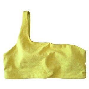 Offline By Aerie Womens L The Hugger One-Shoulder Crop Chartreuse Green Yellow